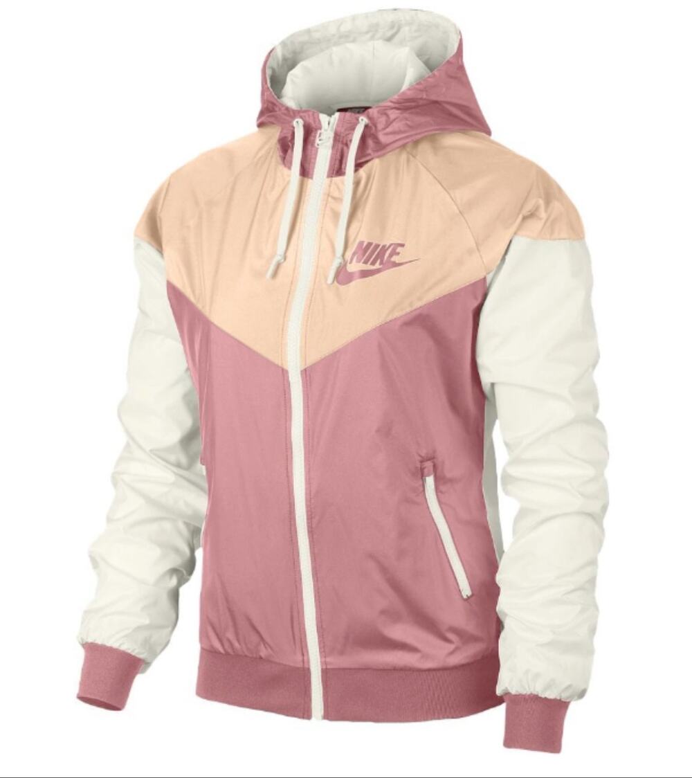 RARE Nike Women’s Colorblock Windbreaker Jacket Pink & White Sz Small Athleisure